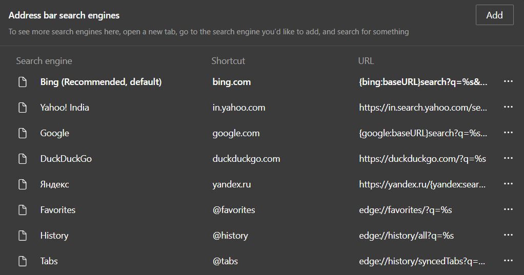 Search engine shortcut